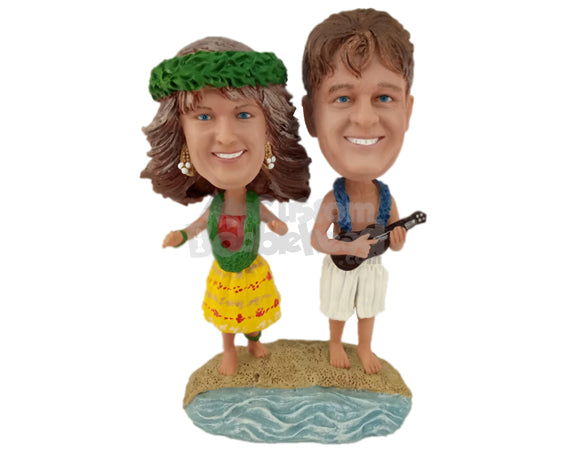Custom Bobblehead Hawaiian Couple Dancing The Night Out - Wedding & Couples Couple Personalized Bobblehead & Cake Topper Custom Bobblehead Hawaiian Couple Dancing The Night Out - Wedding & Couples Couple Personalized Bobblehead & Cake Topper
